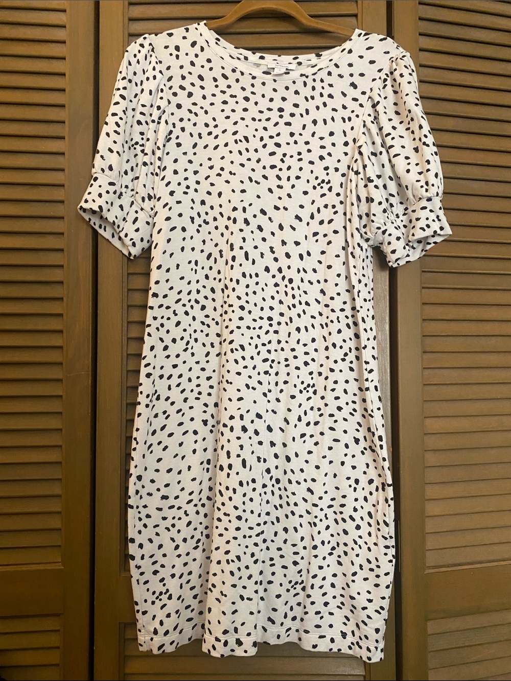 Daily Ritual White Midi Dress with Black Spot Print